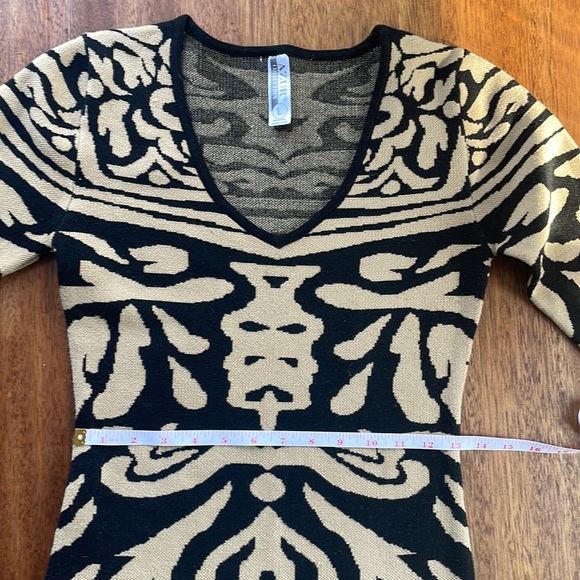 Azur Collections, Bold black & cream print, body con sweater dress, Size L - Picture 6 of 12